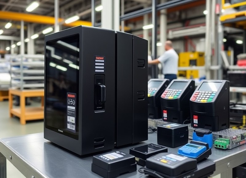Módulo dispensador de un terminal de autoservicio en banco de pruebas